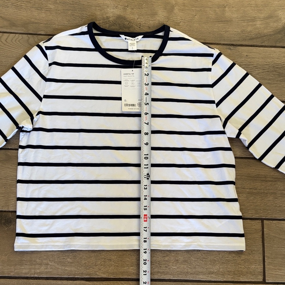 Athleta Long Sleeve Tee - Navy and White Stripes - Picture 10 of 11